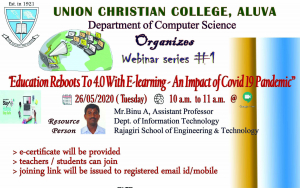 Webinar on “Education Reboots To 4.0 With E-learning – An Impact of Covid 19 Pandemic”