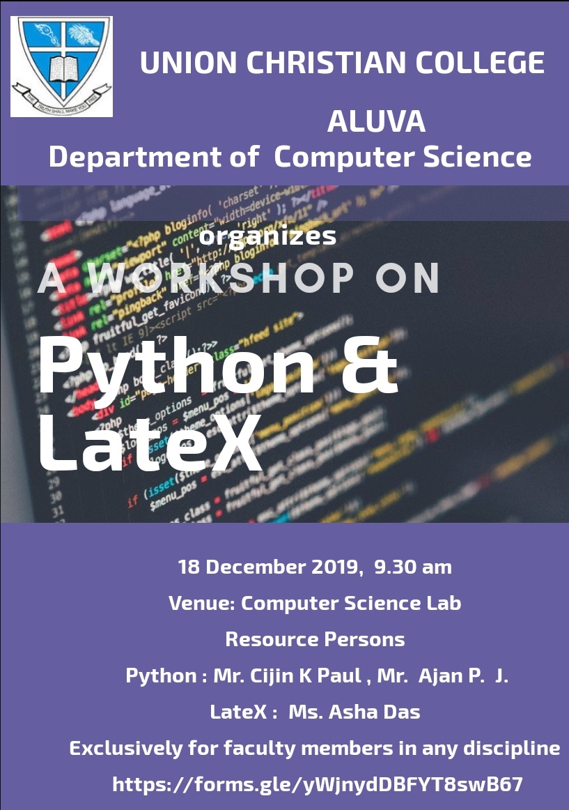 One day workshop on Python and Latex – 18th December 2019