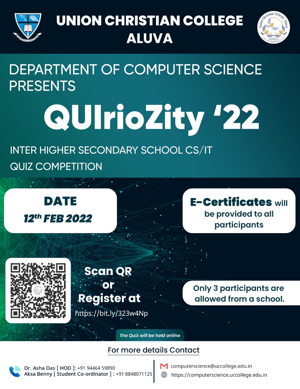 Inter-Higher Secondary School CS/IT Quiz competition “QUIrioZity ’22”
