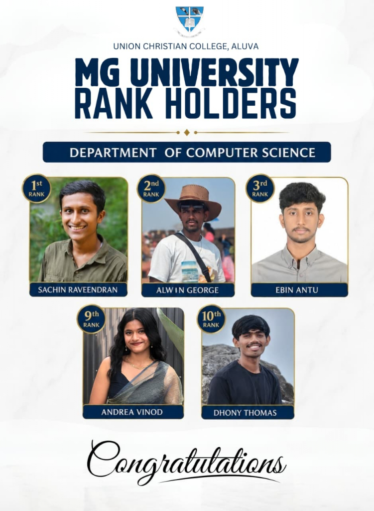 Congratulations to the UG Rank holders